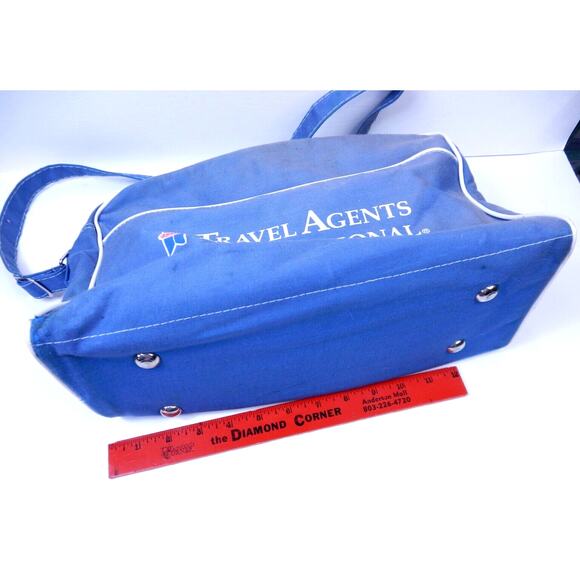 Vintage Travel Agents International Shoulder Bag Blue Carry On Tote Arline Bag - Picture 7 of 9